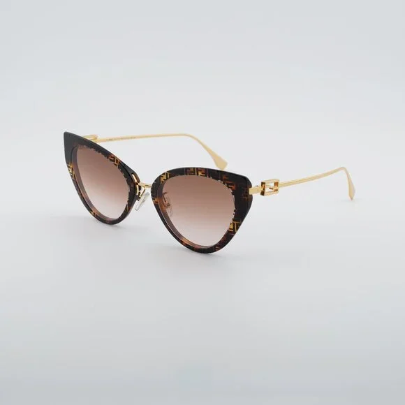 Fendi FE40014U 55F Sunglasses Havana with FF Pattern Cat Eye Frame, Brown Lenses Fendi FE40011U XXS (51 - 16) with Red lenses and Tortoise  main image 4